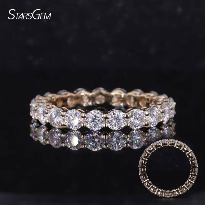 Starsgem 14k Gold Diamond Ring Round DEF-VS HPHT CVD Moissanite Engagement Ring