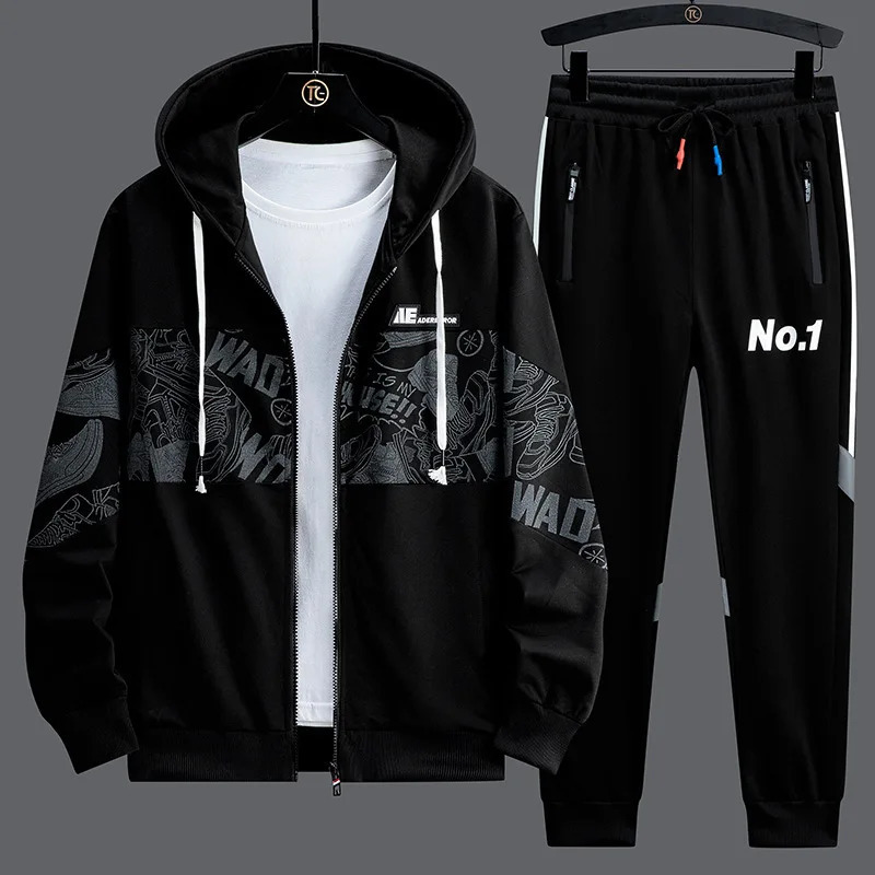 Spring Men Sportswear Tracksuit 2 Piece Running Sets Sports Suit JacketPant Sweatsuit Male Print Clothing Streetwear 250805