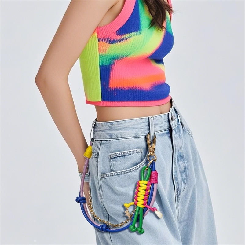 High-end Charm Chain Fashion INS Style Leather Keychain Handmade Pendant 250726