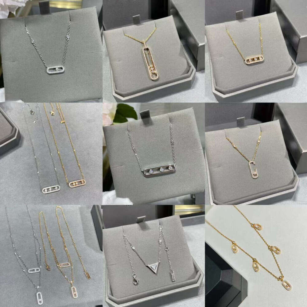 High Version M Three Dia Designer Necklace Copper Gold-plated Sliding Star Pendant Double Layer Clavicle Chain For Women Gift