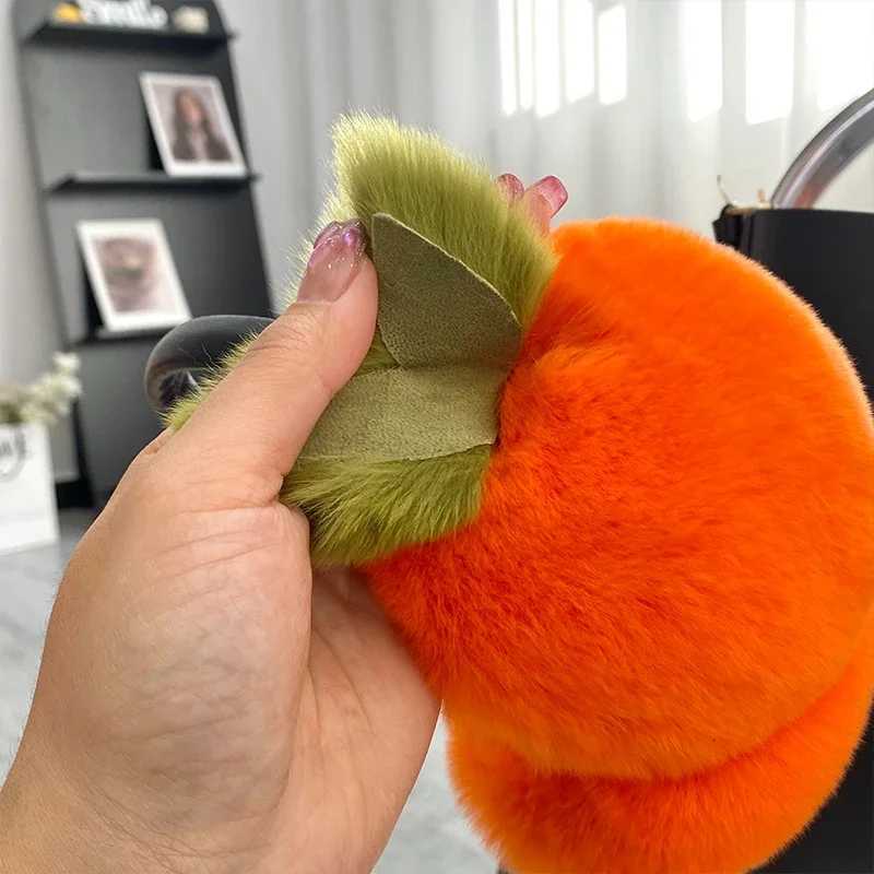 100% Real Rex Rabbit Fur EarMuffs Winter Ear Warmer Women Girls Cute Persimmon Ear Cover XJ250812