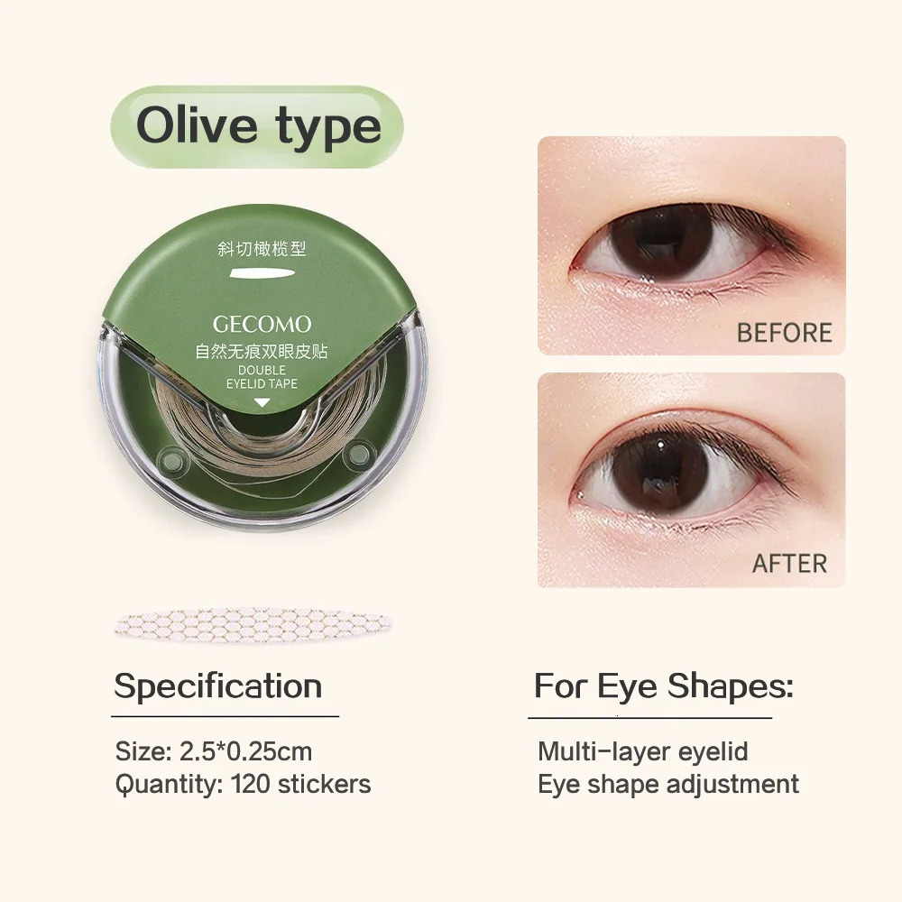 GECOMO 120 PCS Roll Invisible Double Eyelid Stickers Self-adhesive Long-lasting Lace Eyelid Paste Beauty Tool 250807
