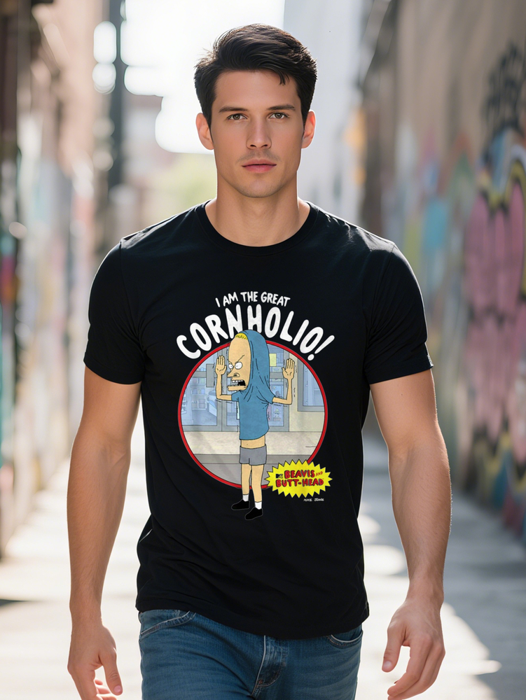 Graphic Beavis and Butt Head Cornholio T-Shirt for Men Fun Cartoon Character Tee PLUS SIZE L XL