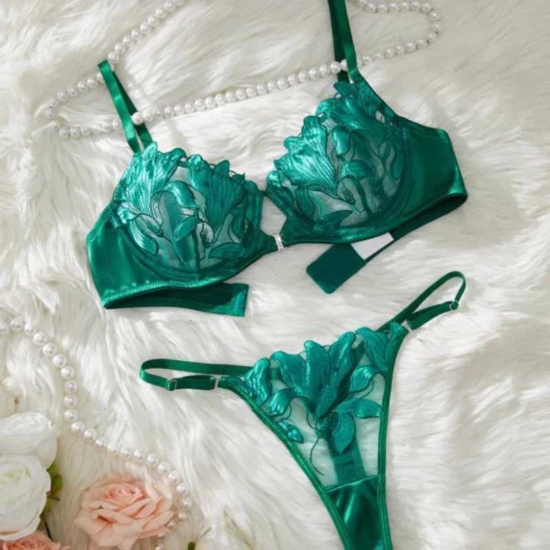 Sexy Lingerie Set Women Transparent Bralette Underwire 2 Piece Bra Floral Embroidery Push Up Bra Panty and Panty Set UnderwearXJ250812