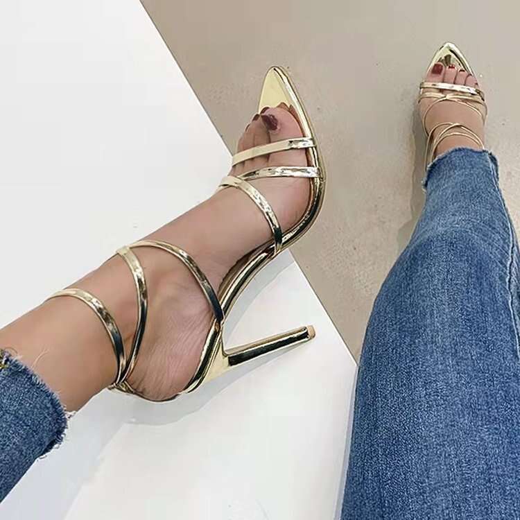 Women 2025 Summer New Buckle Thin Heel Sandals Plus Size Women's Shoes High Heels