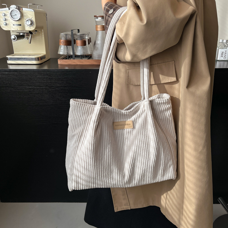 Korean Style Lazy Handbag New Corduroy Single Shoulder Underarm for College Students Large Capacity Commuter Bag