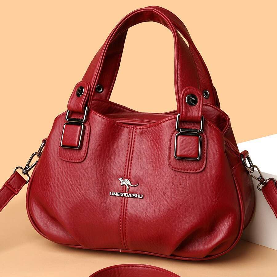 Oil Wax Leather Handbag Large Capacity Kangaroo Crossbody Commuter Women's Shoulder Bag