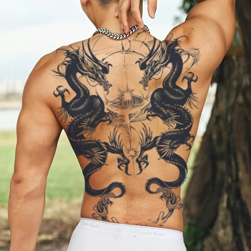 4 Sheets Judgment Angel Combo Full Back Tattoo Stickerrealistic Longlasting Waterproof for 12 weeks 250809