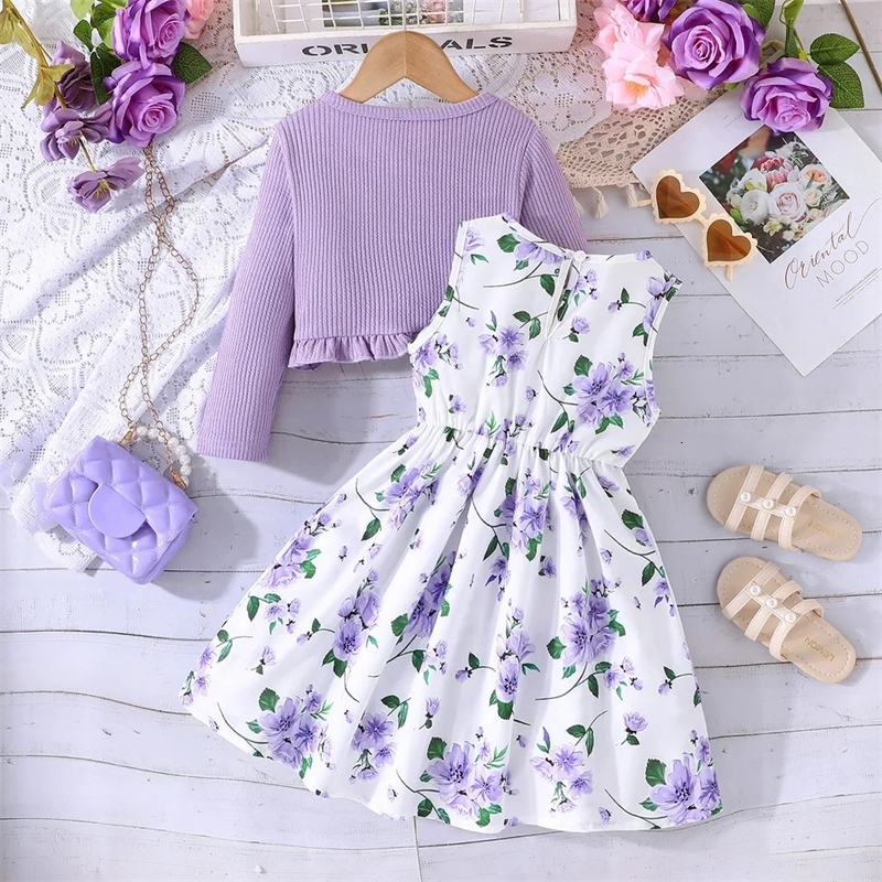 28 Years Old Girl Long Sleeve Coat Floral Princess Dresses Outfit Toddler Infant Clothing Set Fashion Kids Wear w250725