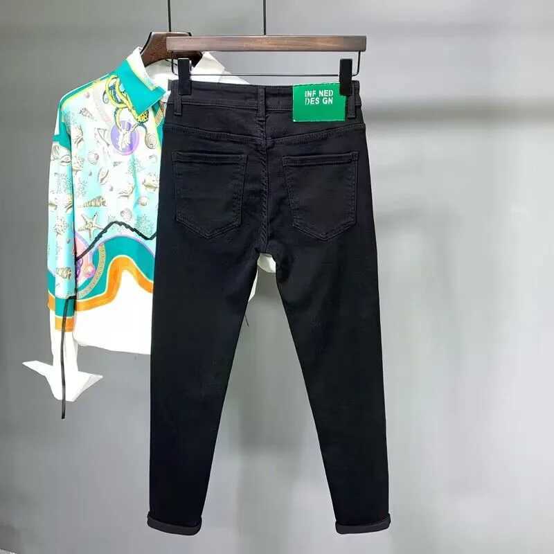 Harajuku Fashion Summer Stylish Luxury Korean Style Jeans for Men Black White Trendy and Casual Streetwear Cowboy Pants for Men X250812