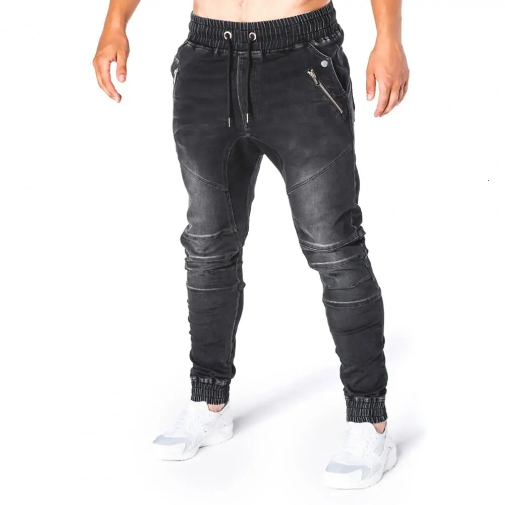 Men Jeans Slim Male All Match Ankle Tied Lace-up Denim Pants Denim Pants for Work 250811