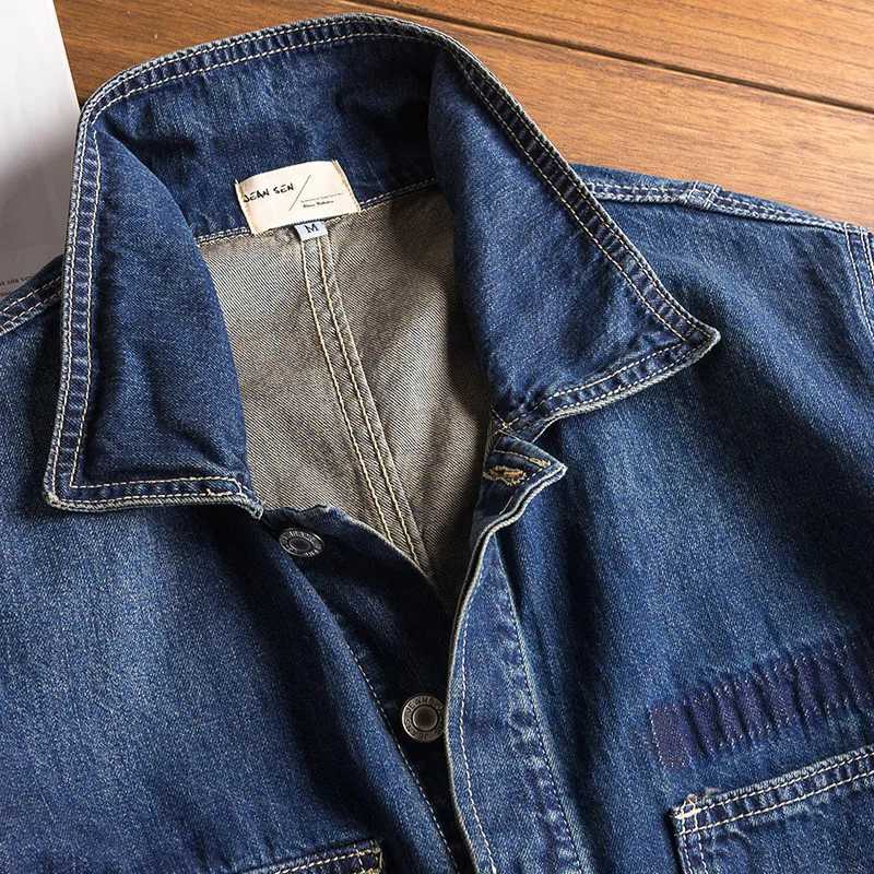 Spring and Autumn Mens Denim Jumpsuits Long Sleeve Lapel Overalls Blue Jeans Hip Hop Cargo Pants Fashion Freight Trousers X250812