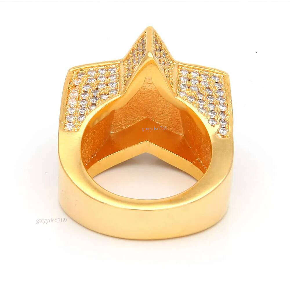 men's passed GRA Dia Five-pointed Men's star Hip Hop trendy moissanite dia gold sterling sier cuban women ring