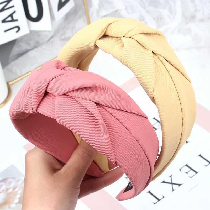New Fashion Knotted Bands for Women Solid Color Girls Cloth Hair Bands Wide Hairband Soft Hair Hoop Hair Accessories X250812