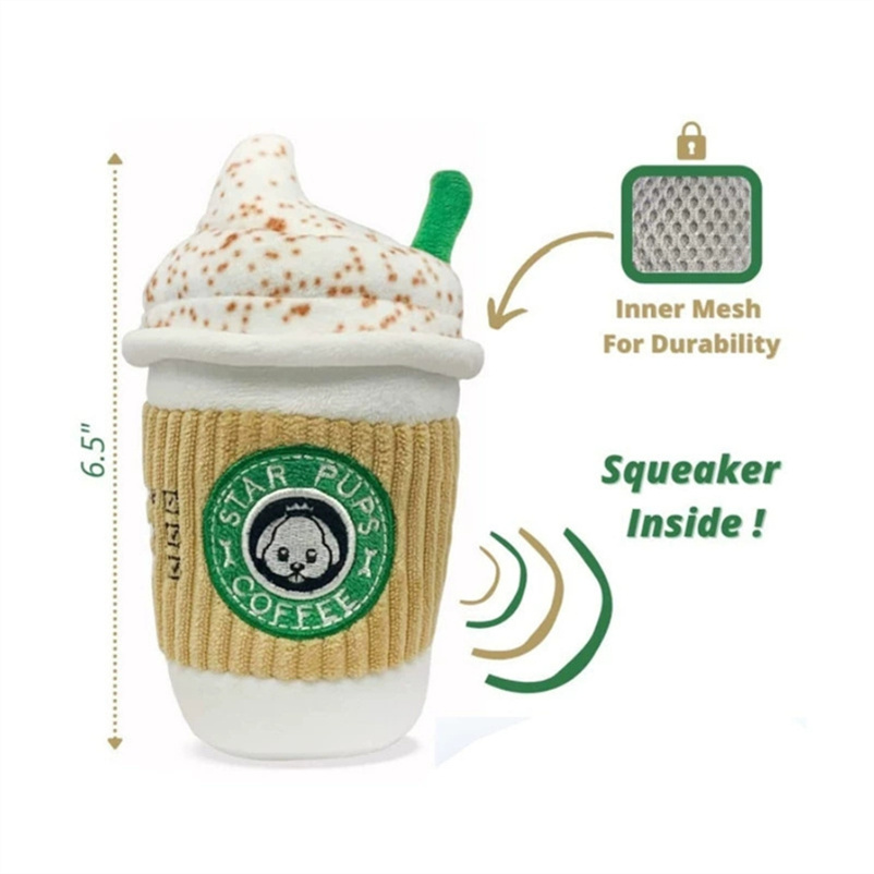 Interactive Noise-Making Latte Coffee Dog Toy Perfect Solution For Keeping Your Pup Engaged