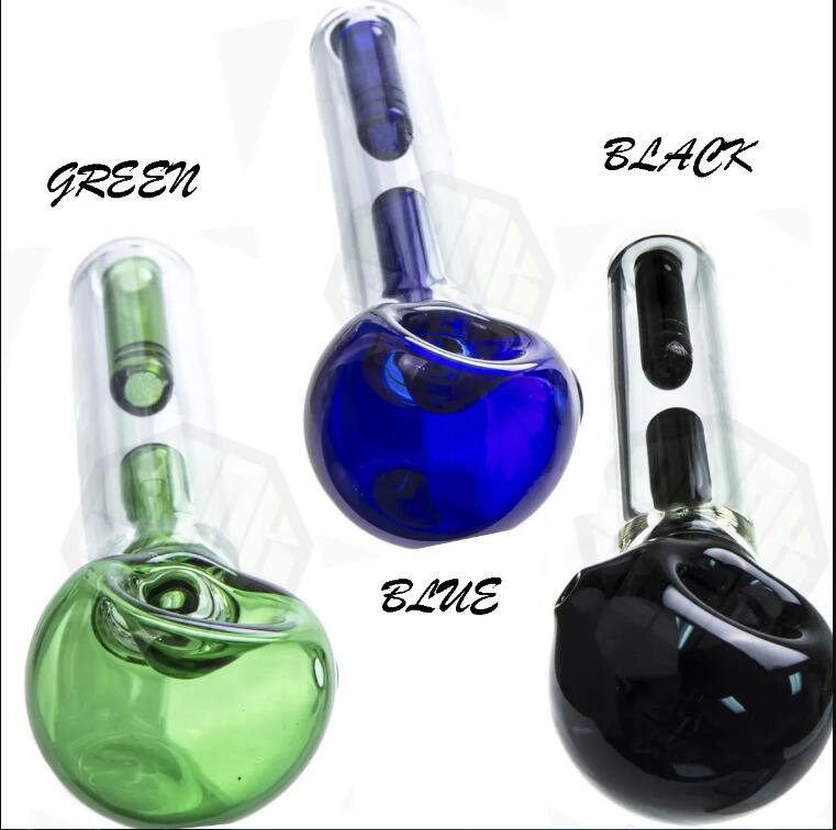 Small handle glass hookahs smoking pipe Spoon Bubbler Hybrid Spill Proof smoking bong oil burner hammer pipes