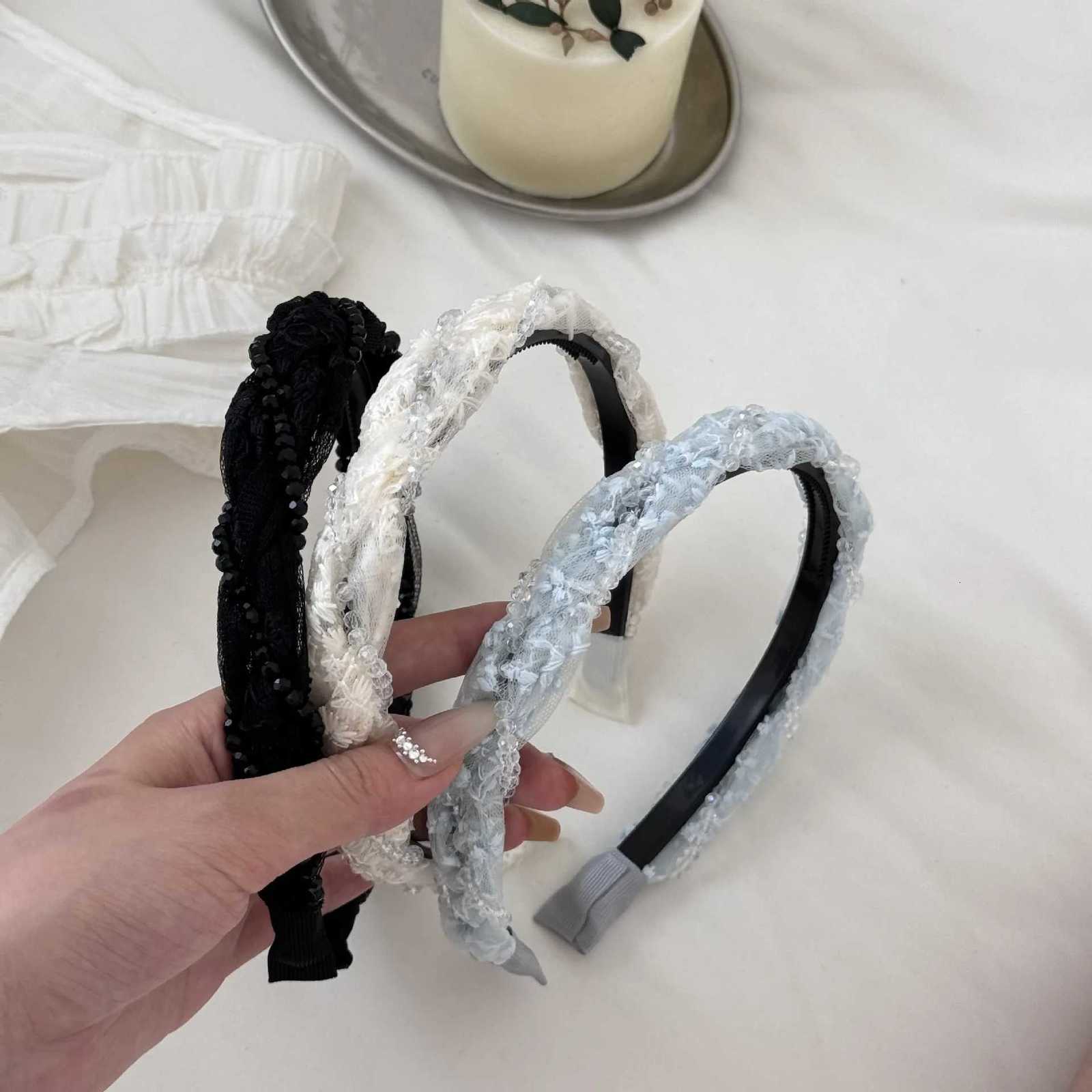 Korean vacation style summer band temperament versatile sweet girl braided braids sequin dress simple high cranial top X250812