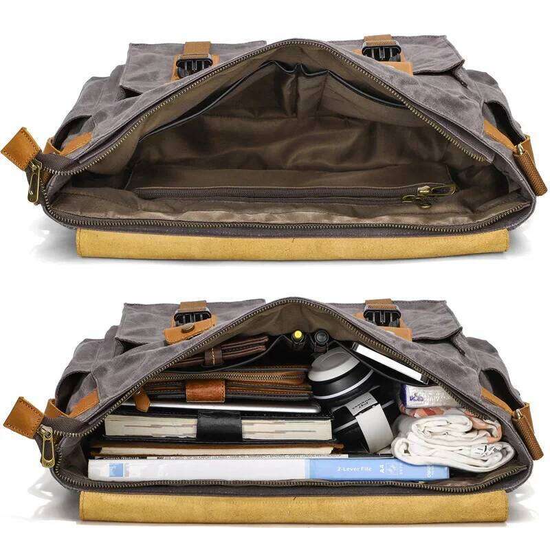 2023 Vintage Leather Canvas Women's Men's Messenger - Fashion Crossbody Shoulder Sling Casual Bag