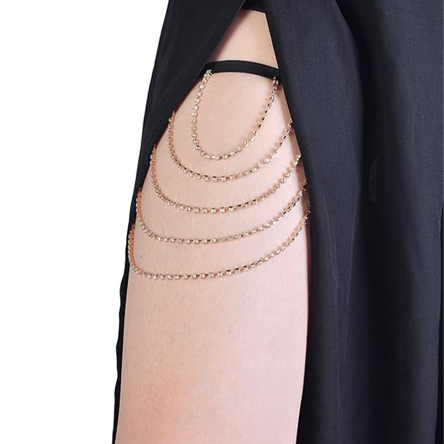 4Pcs Sexy Body Chain Belly Waist Chain Thigh Chain Summer Beach Bikini Bra Body Jewelry for Women Gold Tone