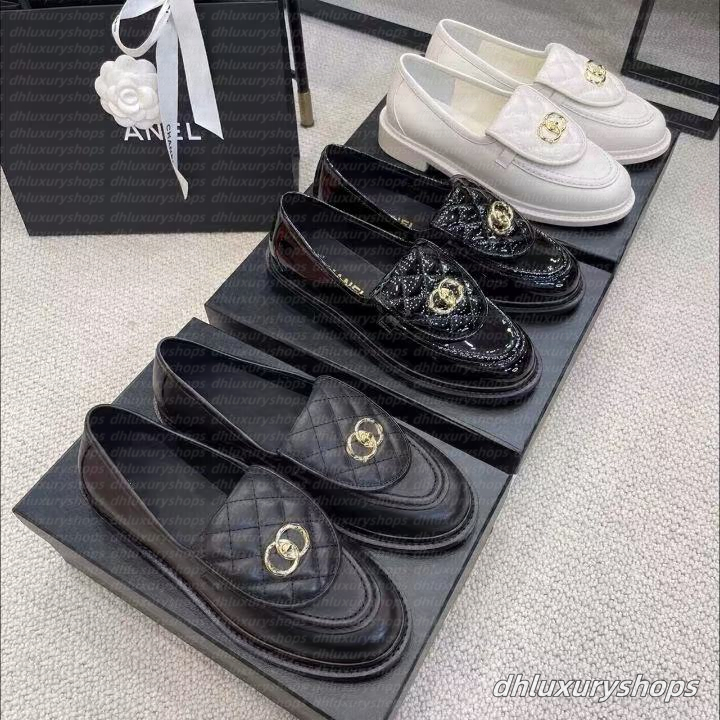 Designer Loafers Black Leather Womens Designer Loafer Shoes Slip On Fashion Flats Oxford Chunky Rubber Luxury Casual Platform Calfskin Dress Shoe Eur 35-41