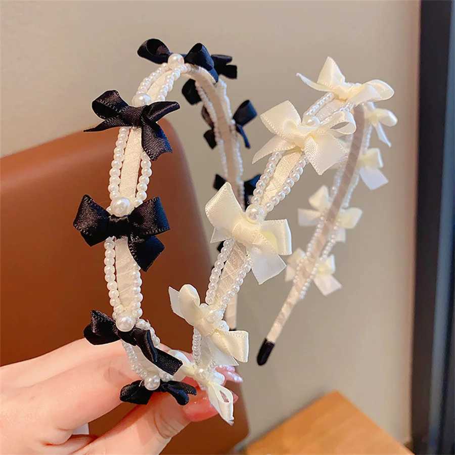 New style stylish sweet pearl flowers bow hairband for ladies girls retro crystal summer hairband childrens hair accessories gift X250812