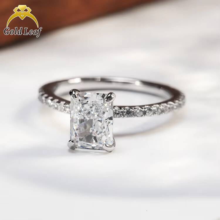 Goldleaf Wholesale Fine Rings 925 Sterling Silver Gold Plated Moissanite Stones Womens Wedding Engagement Gift Rings Hot Sale