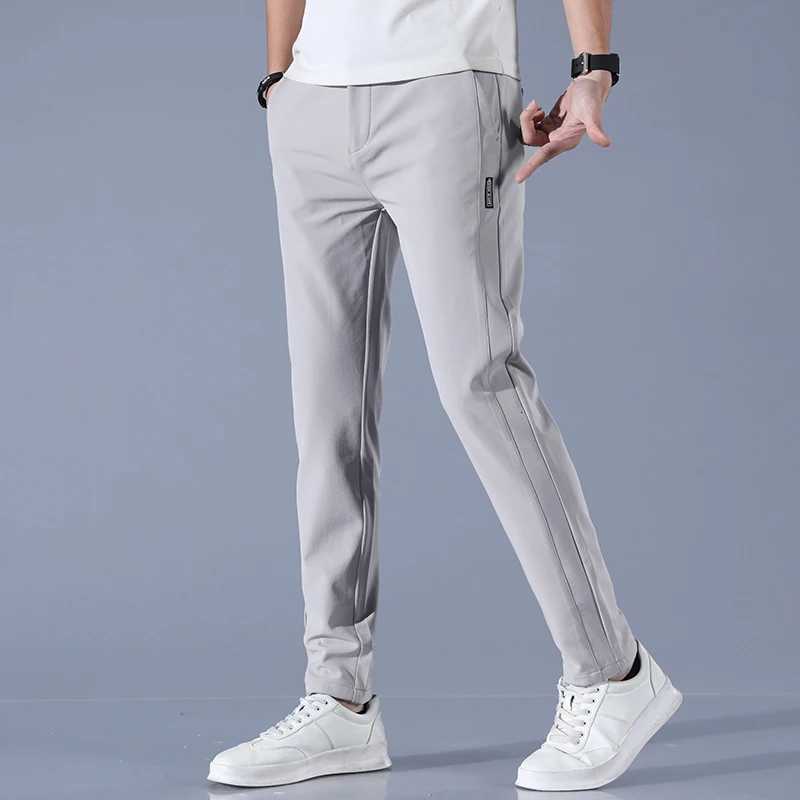 2025 Spring Summer Mens Ice Silk Golf Casual Slim Straight Thin Trousers Male Fashion Stretch Breathable Jogging 28-38 W250812