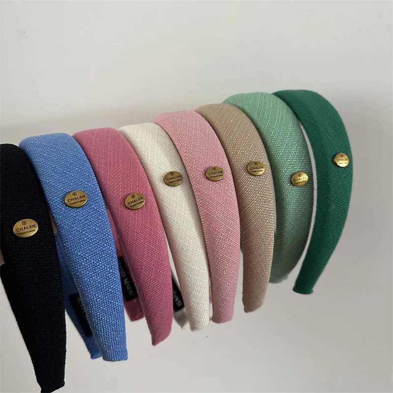 New Elegant Padded Band Solid Color Knit Fabric Wide Cross Puffy Hairbands for Girls Winter Hair Accessories X250812