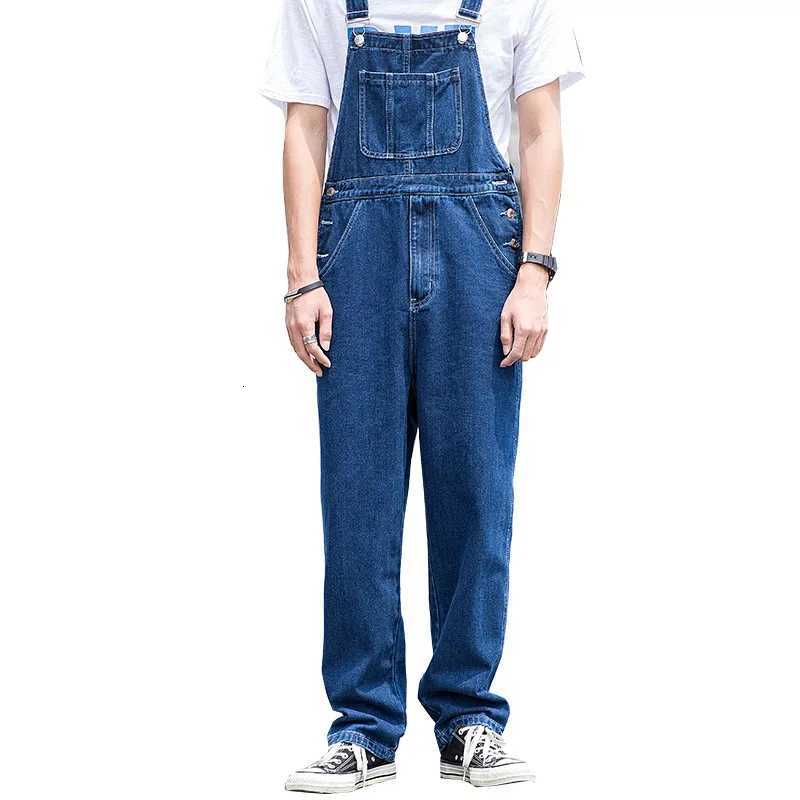 Mens Plus Size Denim Bib Overalls Classic Big Pocket Cargo Jeans Loose Working Coveralls Suspenders Jumpsuits Dark Light Blue X250812