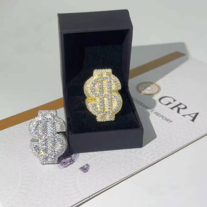 Hot Selling Hip Hop Ring Heart Full Pave Personalized VVS Moissanite 925 Sterling Silver Ice Out Moissanite Men Diamond Ring