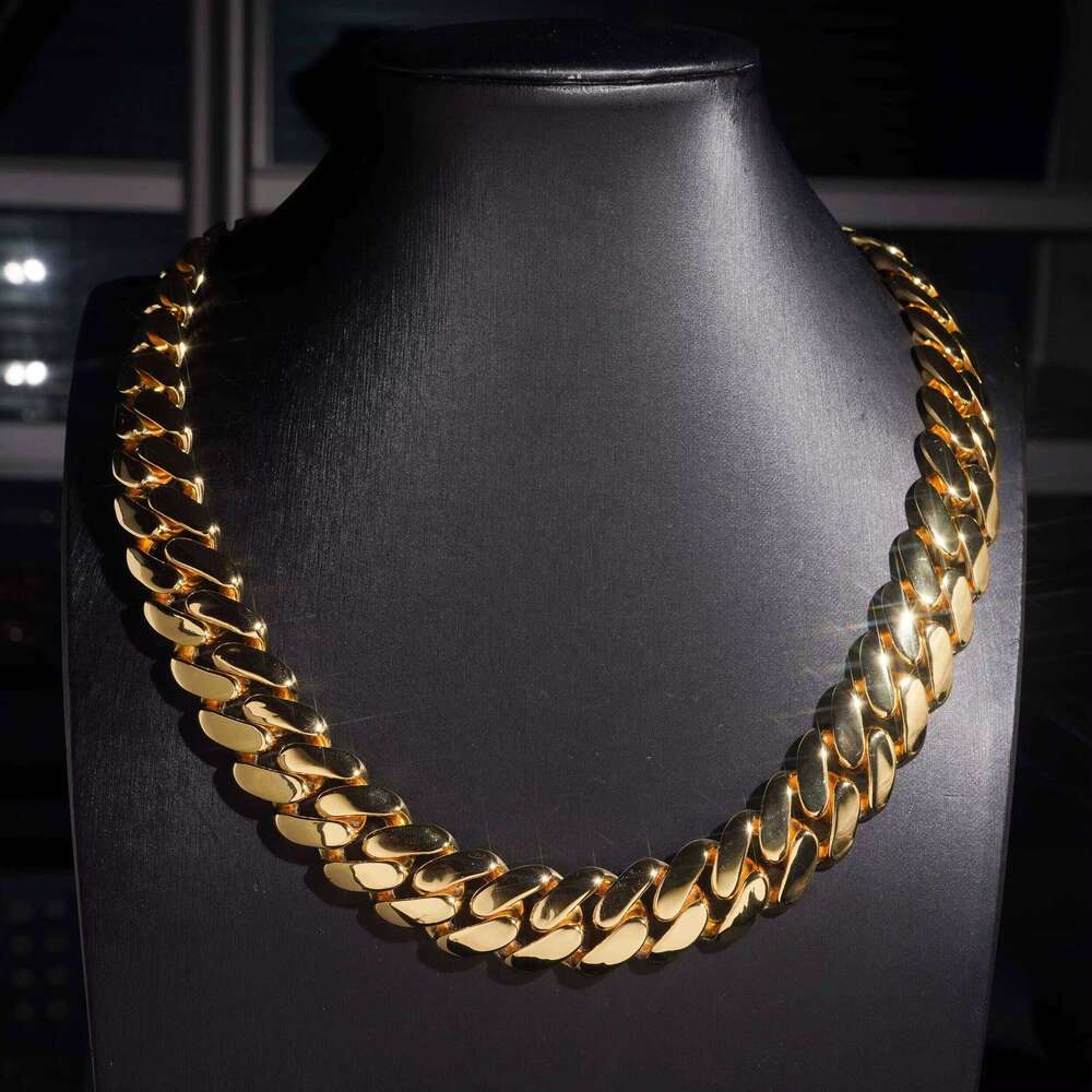 High Quality Bulk Wholesale Order 16MM Hand Made 999 Sier Cuban Gold With Moissanite Clasp Lock