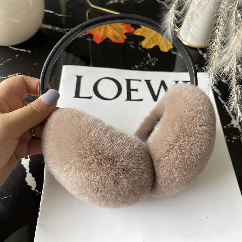 Real Rex Rabbit Fur Earmuffs for Women Winter Headphones Soft Warm Cable Furry Rabbit Fur Ear Covers for Cold Weather XJ250812