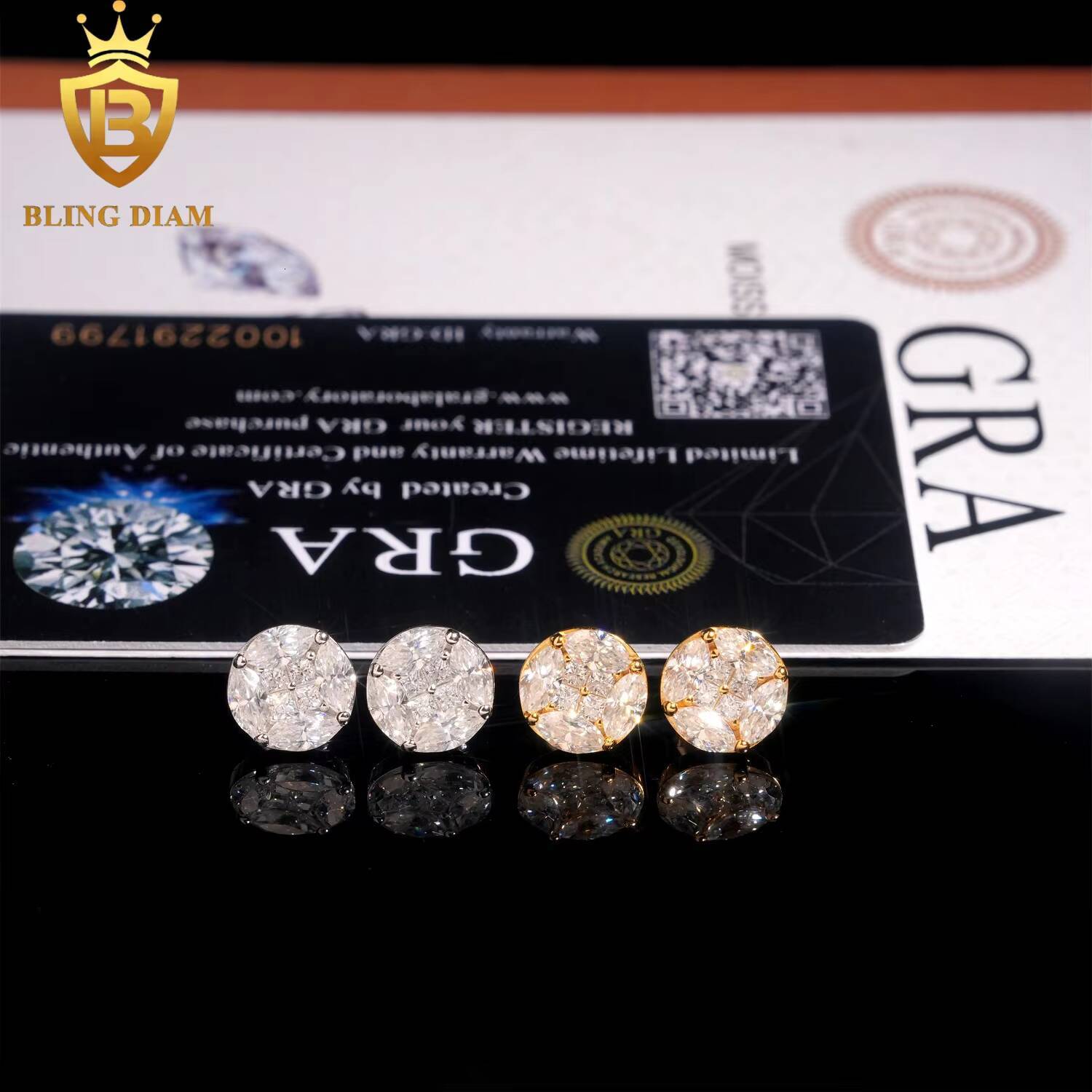 Wholesale Bulk Ready to Ship Fine Jewelry 925 Sterling Silver Custom Real Gold Vvs Moissanite Cute Earrings Wedding
