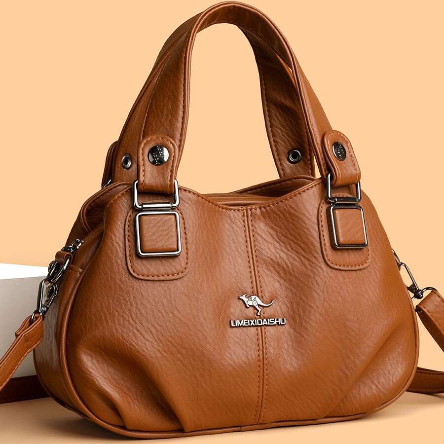 Oil Wax Leather Handbag Large Capacity Kangaroo Crossbody Commuter Women's Shoulder Bag