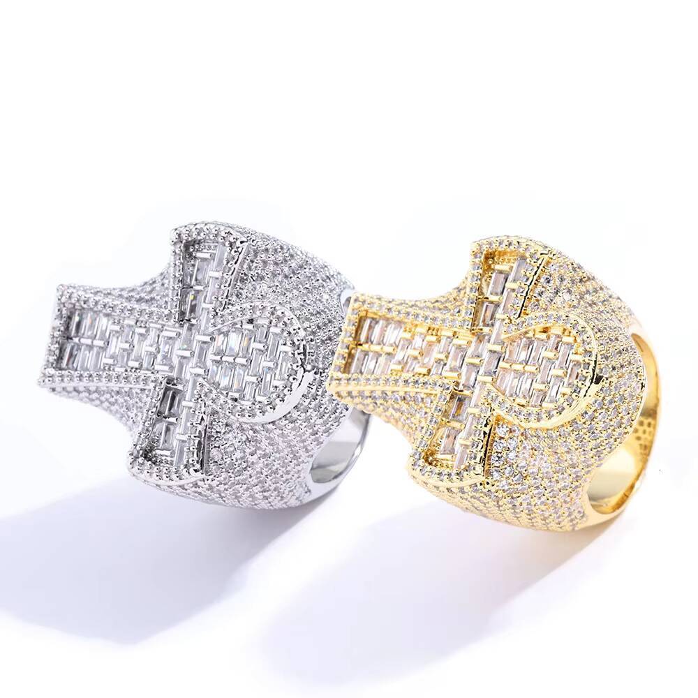 Mens 18k Gold 925 Silver Moissanite Cross Ring Hip Hop Style Iced Cuban Link Six-Pointed Star VVS Clarity Watches Jewelry