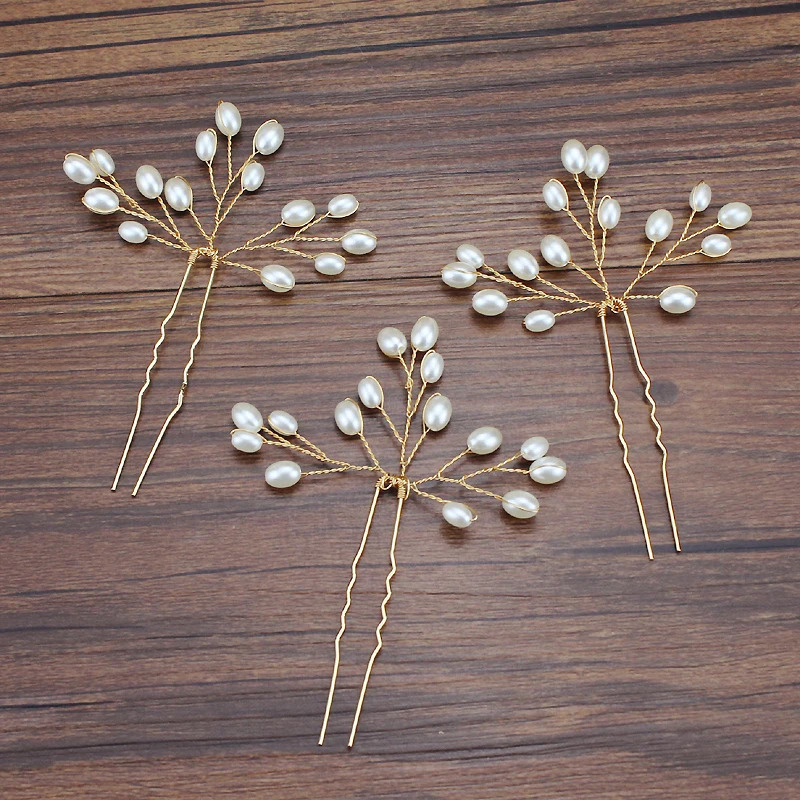 Silver Gold Color Handmade Simple Bride Hair Pin Pearl Vine Hairpin For Women Wedding Party Cute Accessories 250804