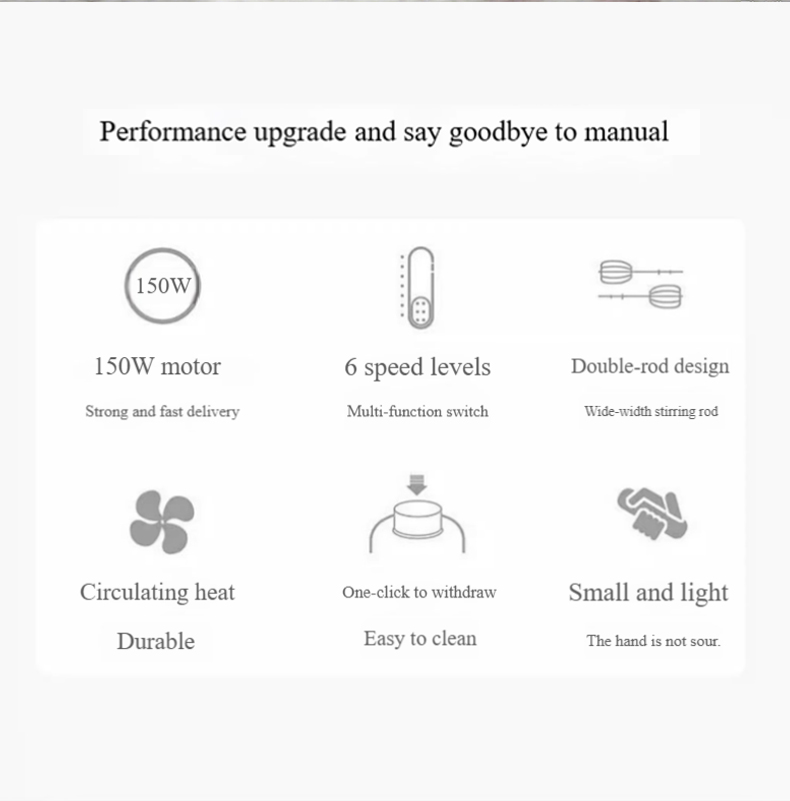Multi-Speed Handheld Electric Mixer - Compact Egg Beater for Baking, Cream Whipping & Dough Mixing LY-602