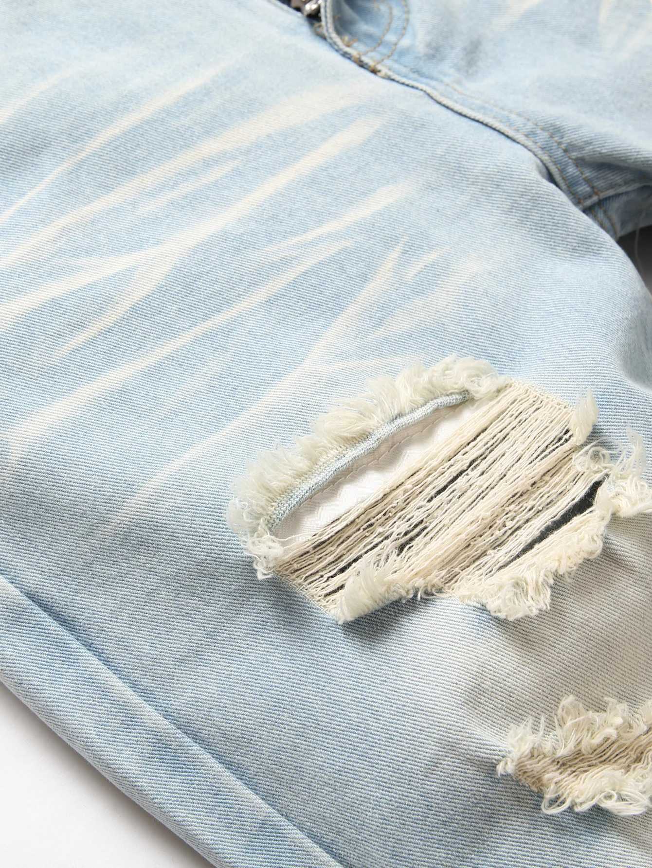 Mens Vintage Light Blue Jeans Straight Loose Fit Distressed Cat Whisker Denim Pants Casual Streetwear High Quality Stretch 28-4 X250812