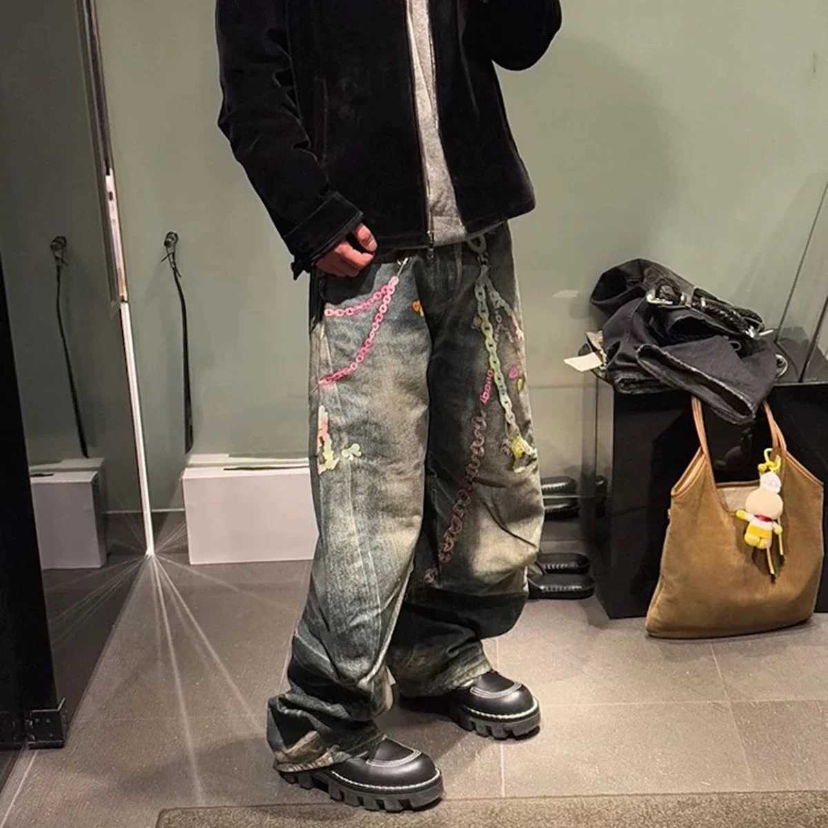 3D Printed Baggy Jeans for Men Streetwear Candy Chain Ropa Hombre Straight Loose Casual Denim Trousers Harajuku Cargo Pants X250812