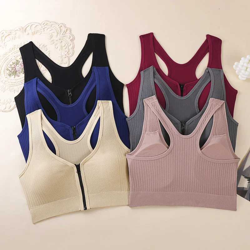 Womens Sports Bra Fitness Top Front Zipper Design Sports Vest Fashionable Bra Gym Sports Bra Z250812