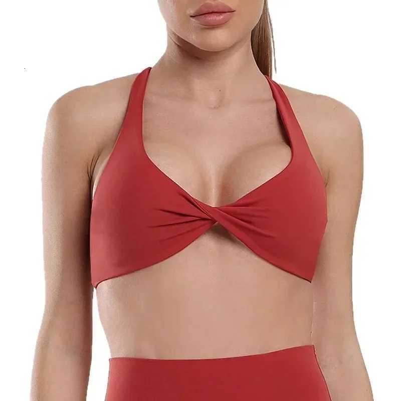 Veqking Thin Straps Cross Back Women Bra Quick Drying Sports Corp Tops Front Twist Deep V Gym Fitness Top Workout Bra Z250812