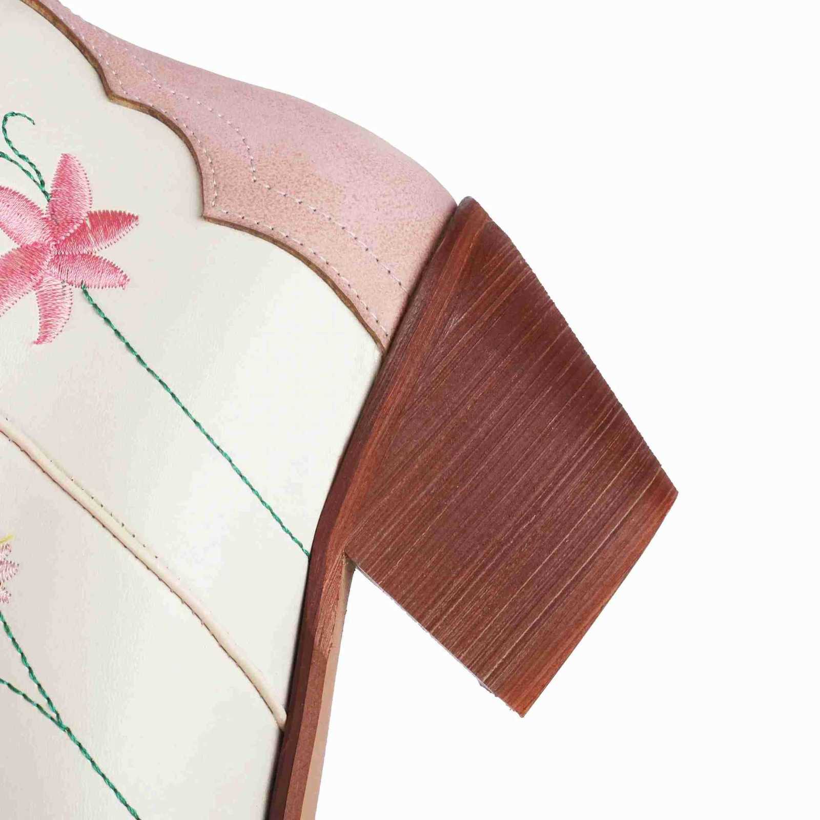 Womens Cowgirl Cosplay Boots Embroidery Floral Pink Lolita Western Cowboy Tall Booties Square Toe Knee High Chunky Heel Shoes M250812