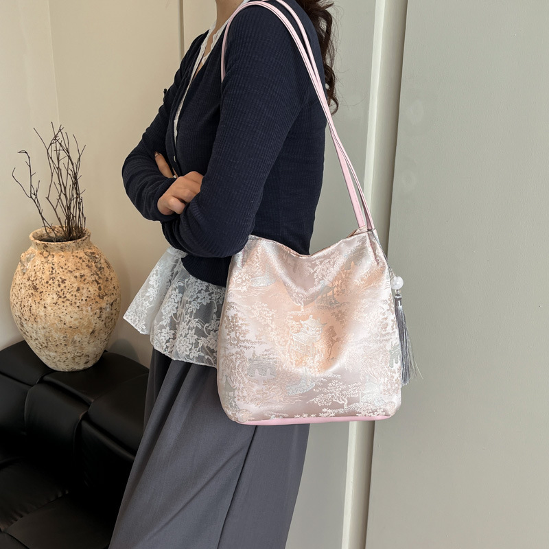 This Year s Trend National New Chinese Print Elegant Casual Simple Gentle Style Summer Large Capacity Shoulder Bag ddmymarket