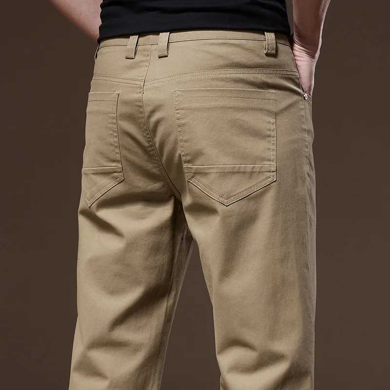 97% Cotton 2024 Autumn Mens Clothing Business Trousers Men Straight Casual Pants Mens Pants Cotton Black Gray Khaki Brand W250812