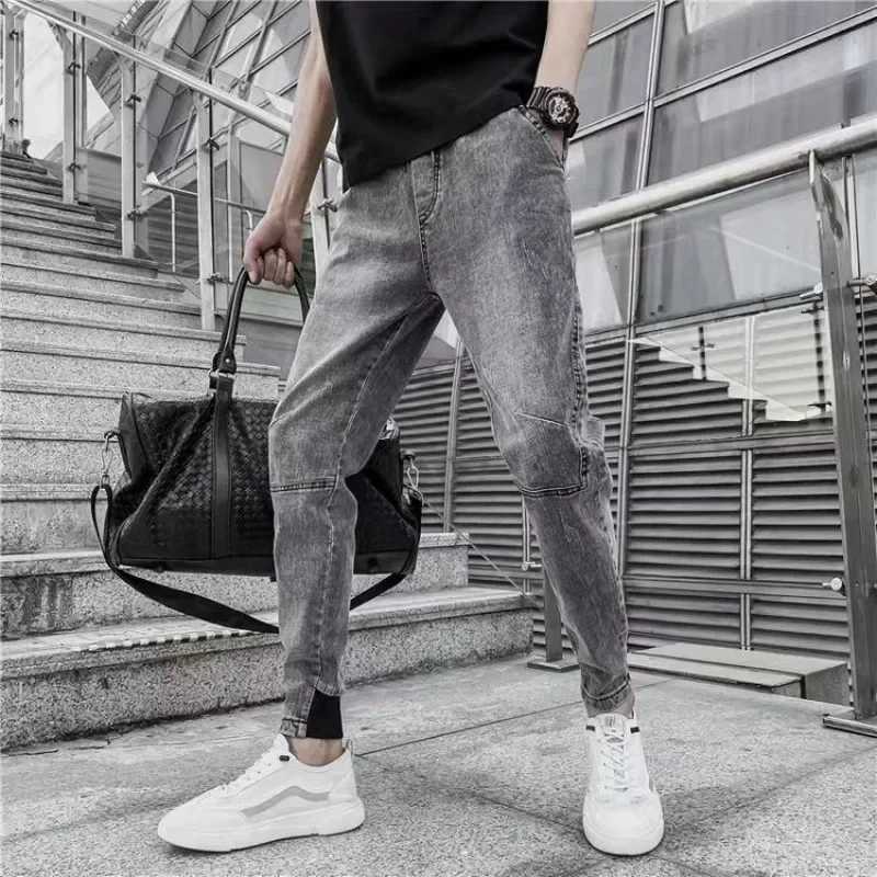 Printed Harem Jeans for Men Black Male Cowboy Pants Harajuku Aesthetic Autumn Clothing 2024 Korean Trend Stacked Xs X250812
