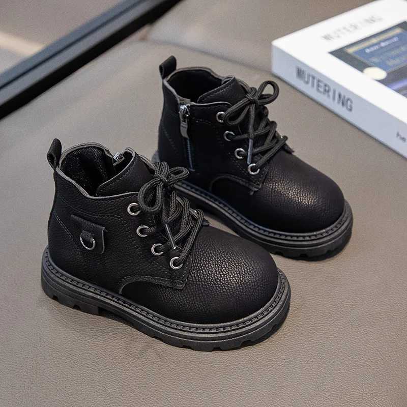 Handsome Children Motorcycle Boots for Girls Anti-skid Boys Short Boots Fashion Metal Ring Kids Shoes Cozy Toddlers Shoes H11215 XJ250812