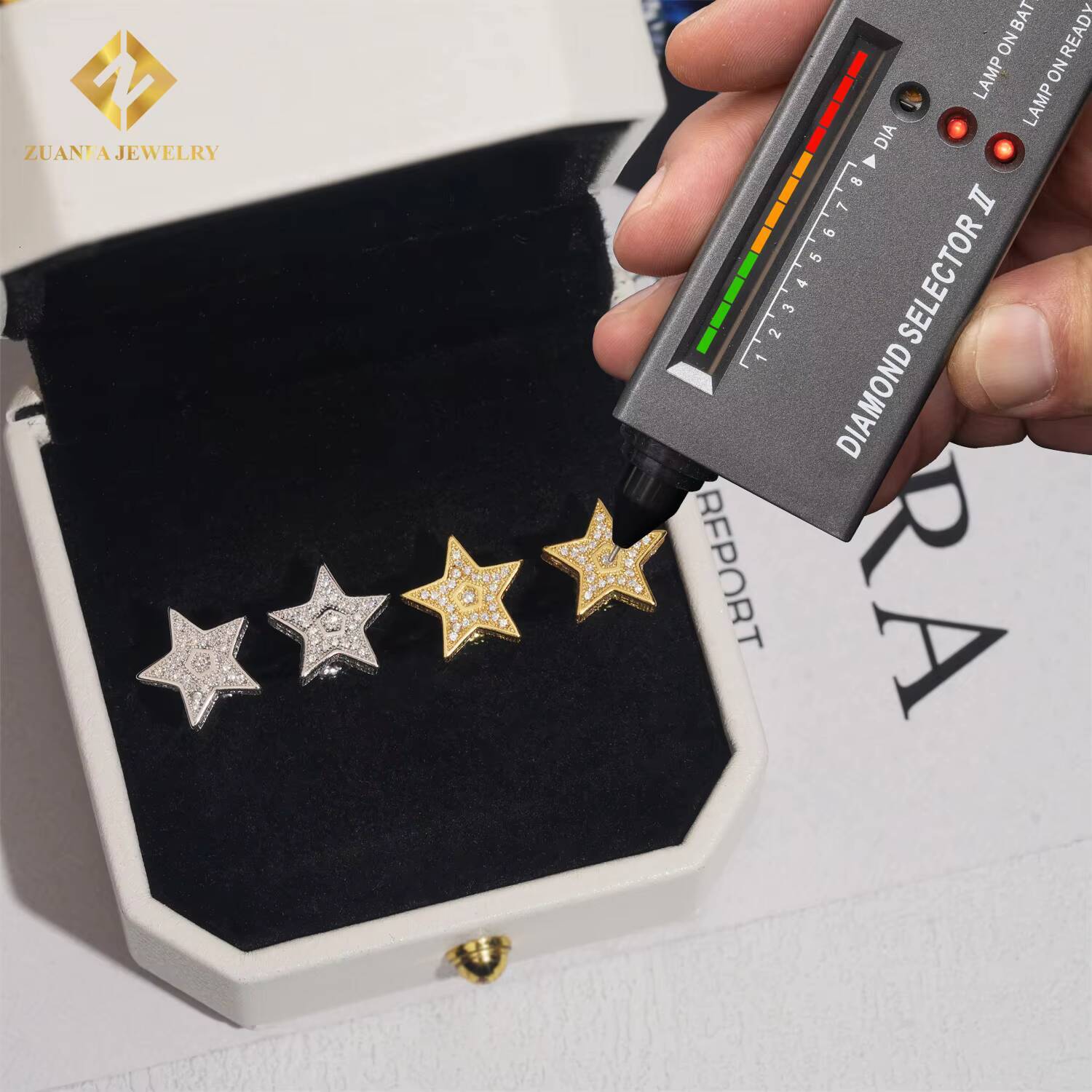 Fast Shipping Screw Back Ear Studs 925 Silver Iced Out Moissanite Jewelry Hip Hop VVS D Moissanite Diamond Star Stud Earrings