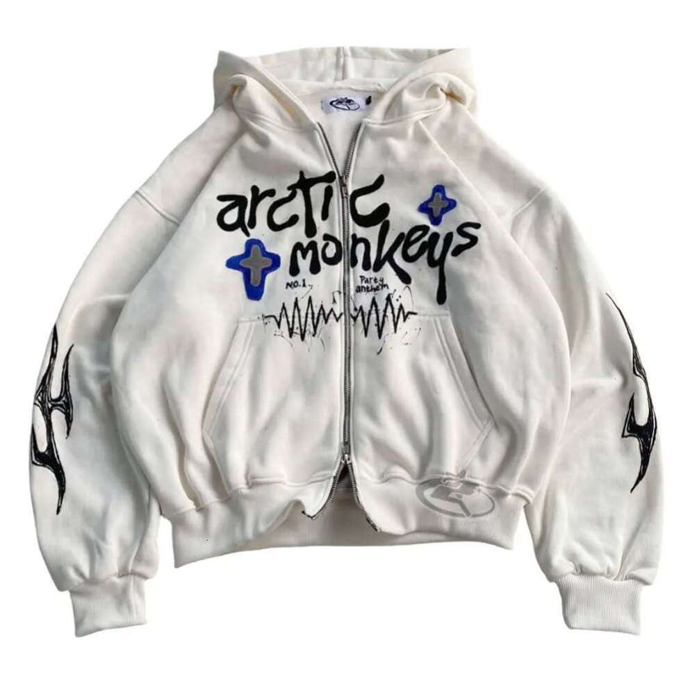 Coat Zipper Autumn Winter Unisex Baseball Jacket Printed Dark Punk Loose Sweatshirt