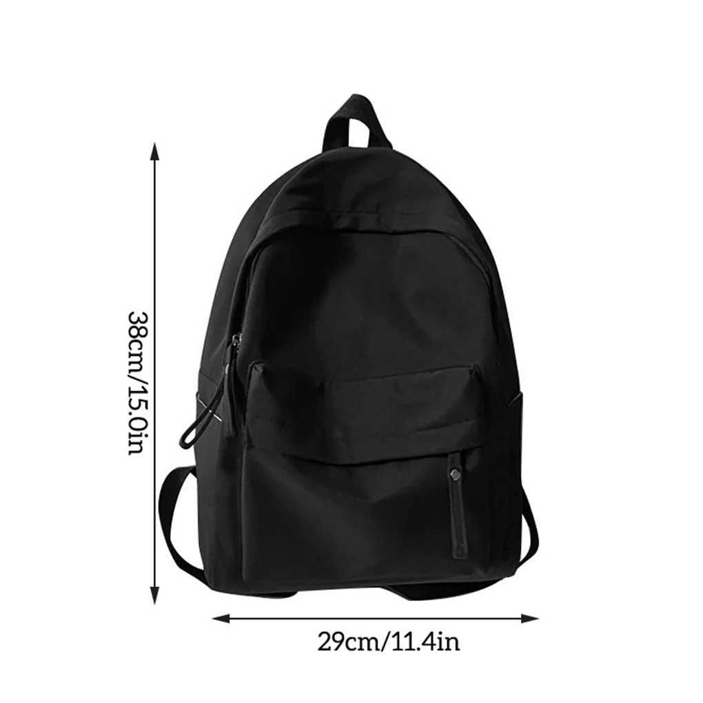 Nylon Backpack Solid Color Large Capacity Cute Laptop Tablets Shoulder Bag Teens Schoolbag Camping Female Gifts Y250811