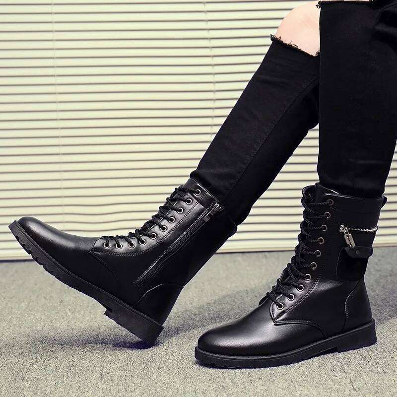 2023 Platform Thick Bottom Lace Up Mens Elevator Autumn Spring Women's Couple Boots